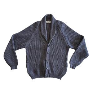 Vintage Shawl Collar Wool Cardigan Size Large Made in Britain Grandpa Sweater